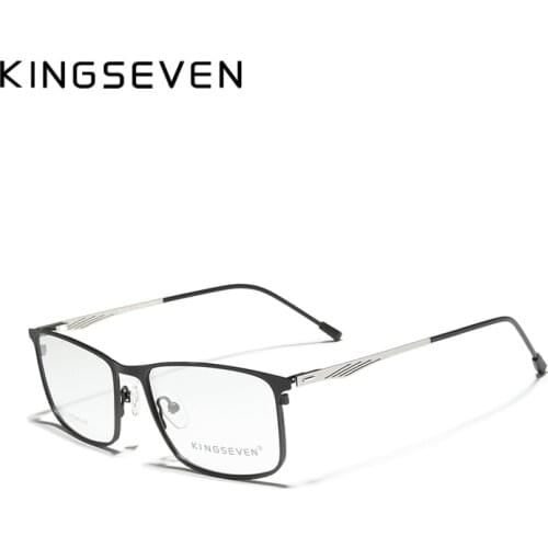 KINGSEVEN Titanium Alloy Optical Glasses Frame Men 2020 Square Custom Prescription Lenses 1.56 1.61 Male Metal Eyewear