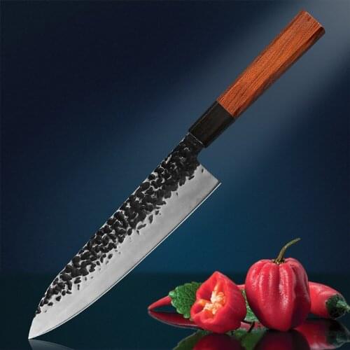 Kitchen 8 inch Handmade Kiritsuke Chef Knife 9CR18 Stainless Steel Knife Meat Cleaver Vegetable Cutting Salmon Sushi Knives