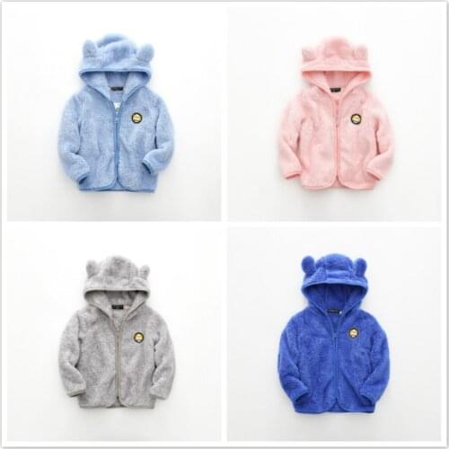 BBD Toddler Jacket Girl Boys Hot Selling Spring Hooded Cute Solid Color Fleece Warm Kids Coat Infant Fashion Chaqueta New 2020