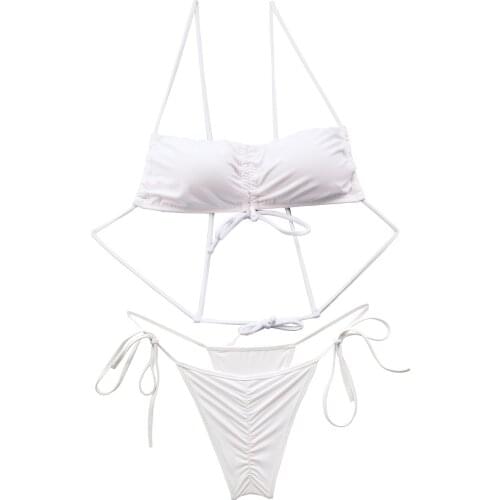 Summer Womens Bikini Set White Swimwear Swim Swimsuit Biquinis Brasileiro Bathing Suit Micro Bikinis Hot Secret Cheeky bottom