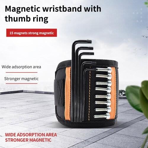 Magnetic Wristband For Screw Nail Holder Bracelet Pouch Polyester Bag Screws Nails Drill Bits Holder Portable Storage Tool Kit
