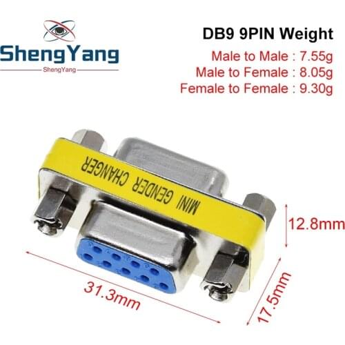 DB9 9Pin Male to Male/Female to Female/Male to Female Mini Gender Changer Adapter RS232 Serial plug Com Connector