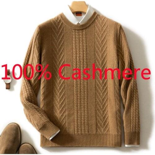 New High Quality Winter Double Ply Thickened 100% Pure Cashmere Men Casual Computer Knitted Pullover Youth O-neck Sweater M-3XL