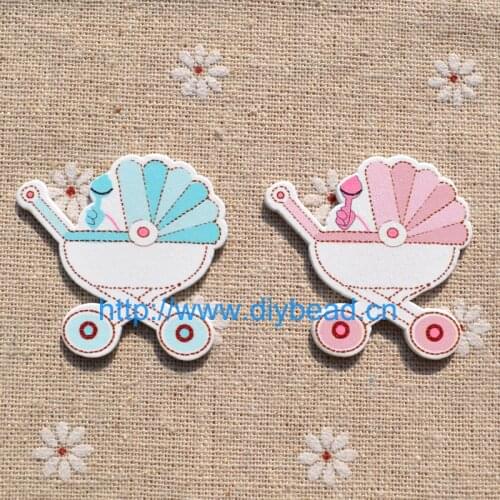 New Style Baby Series Decoration accessory for Children 2 Color Cartoon wood Chips Baby Carriage Refrigerator magnet Department