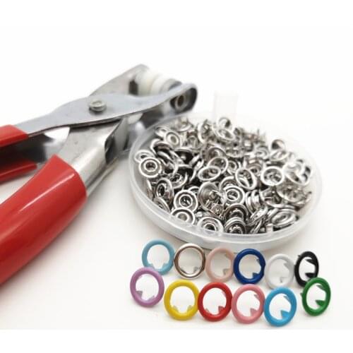 Pliers tool for 9.5mm metal prong snap Buttons 100sets Clamps Press rivets Poppers childrens sliders buckle+1 case