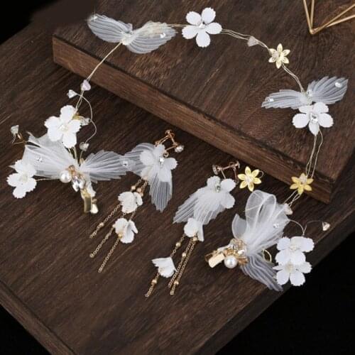 Hair Accessories Lovely Headband Fake Flower Hair Bands For girls Artificial Floral Head Bands Headwear with earrings set