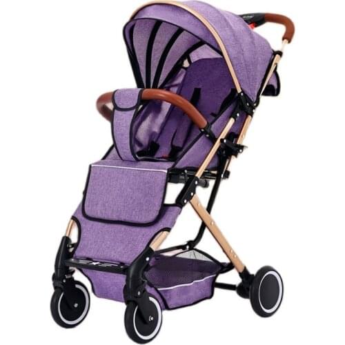 Baby Stroller Ultra-light Portable Folding Baby umbrell Cars Four-Wheeled Child Trolley Can Be On The Plane Purple