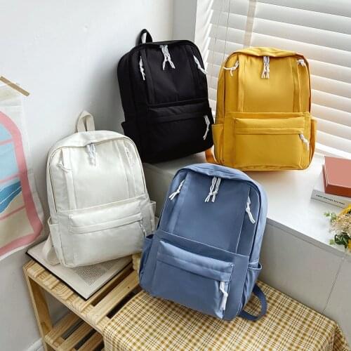 Fashion Students Nylon Large Capacity Knapsacks Women Pure Color Shopping Rucksacks Female Zipper Travel Backpacks