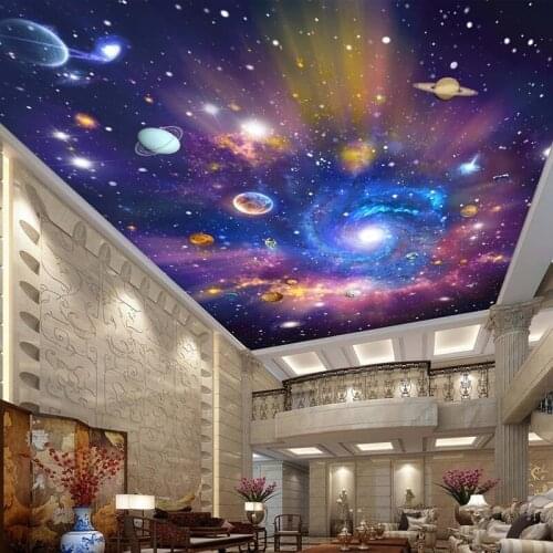 Custom 3D Self Adhesive Wallpapers Star Universe Galaxy Room Suspended Ceiling Wall Painting Living Room Bedroom Home Decor