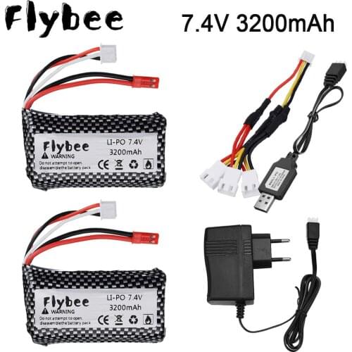 JST Plug) 7.4V 3200mAh lipo battery 18650 and charger set For Wltoys A959 MJX F45 Huanqi 957 948 RC Helicopter battery parts