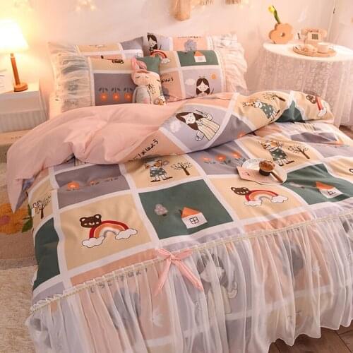 Light pink beautiful childhood microfleece softand warm beautiful chiffon style home textile quilt cover four-piece/three-piece