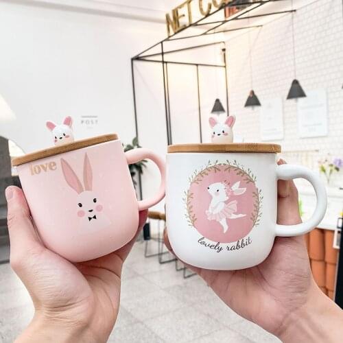 Unique design stylish coffee mug with bamboo lid Creative Ceramic Tea Mugs Breakfast Drinkware Breakfast cup Novelty Gifts