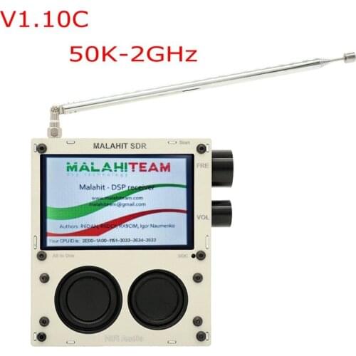 V1.10C Offical Code 50KHz - 2GHZ Malachite SDR Radio Malahit DSP SDR Receiver +Speaker + Battery +Metal Case + Expansion Board