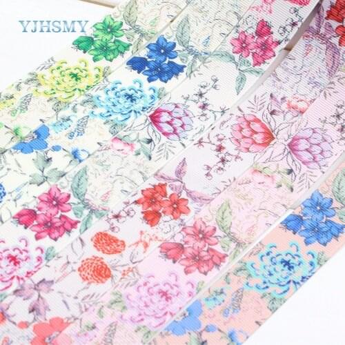 YJHSMY D-17306-1128,10 yards,25 mm flower Printed grosgrain ribbon Wedding Accessories,gift wrap,DIY handmade Material
