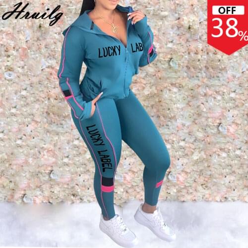 Sets for Women Hooded&woman Pants Color Matching Lucky Label Letter Print Fashion Joggers Women Set Knit Ensemble Femme 2 Pieces