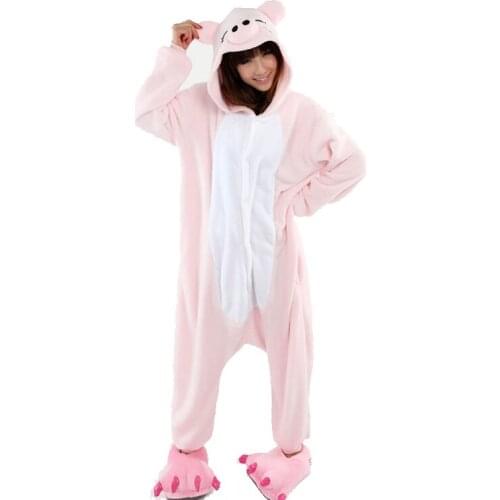 Pink Pig kigurumi for women Winter kigurumi animal womens pijamas adults pajamas animal cosplay kigurumi man and woman