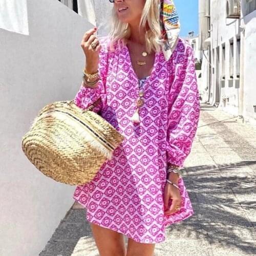 Pink Women 2021 Spring Fashion Half Sleeve Chiffon Mini Dress Summer Elegant V Neck Tassel A-Line Party Dress Female Vestido 2XL