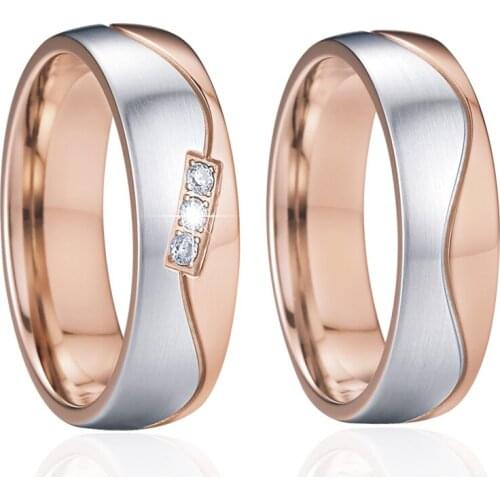 1 Pair Love Alliance rose gold plated his and hers wedding ring alternative proposal promise rings for men and women couples