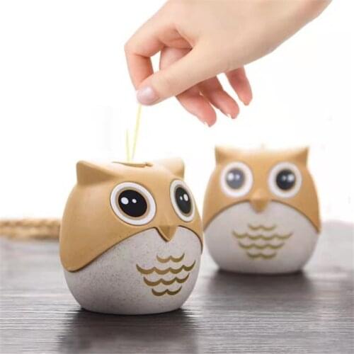 1 Pcs Owl Cartoon Plastic Toothpick Box Creative Family Decoration Kitchen Gadget Dustproof With Cover Toothpick Storage