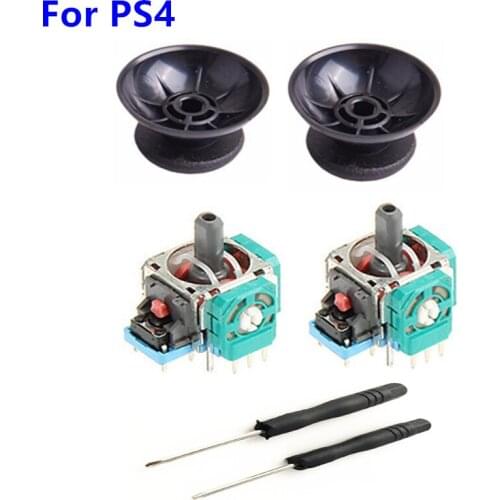 2 Sets 3D Analog Joystick 3 Pin Sensor Module Potentiometer with Thumb Sticks for Sony Playstation 4 PS4 Controller Repair Parts