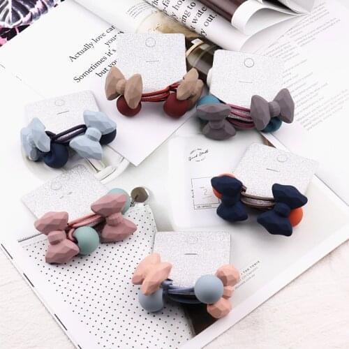 2pcs/lot Kids Hair Holders Cute Knot Bow Rubber Hair Band Elastic Accessories For Girl Scrunchy Gum Headbands