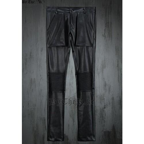 27-44 New 2017 Mens clothing fashion GD dj Hair Stylist personality punk PU leather pants trousers plus size singer costumes