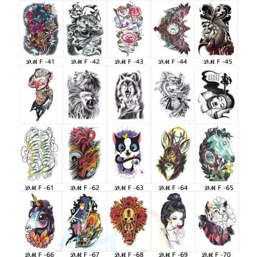 5Pcs/Set Small Full Flower Arm Tattoo Sticker Unicorn Wolf Waterproof Tattoo Sticker For Men Women Body Art Party DIY Stickers