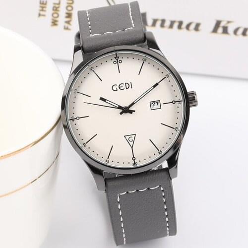GEDI Brand Simple Fashion Large Dial Woman Watches Top Luxury Ladies High Quality Leather Analog Quartz Wrist Watch Retro Clock