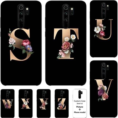 Flower 26 English Name Letters Custom Initial Case For Xiaomi Redmi Note 8 Pro Redmi Note 8T Soft Silicone Phone Cover Capa