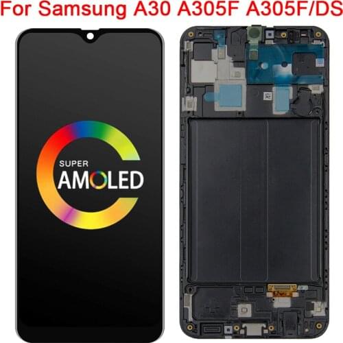 Super Amoled For Samsung Galaxy A30 Display With Frame LCD Touch Screen A305F A305G A305F/DS A305GN A305YN LCD Assembly