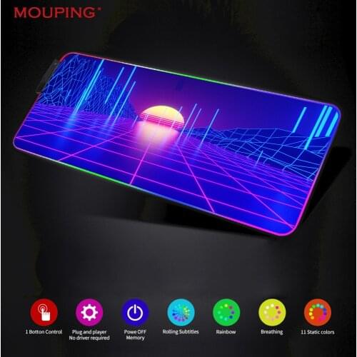 Purple Mousepad Rgb Retrowave Synthwave Anime Mouse Pad Setup Gamer Accessories Keyboard Deskmat Mat Gaming Led Rug DropShipping