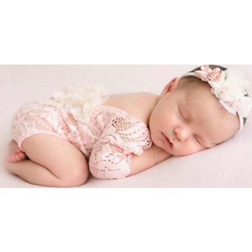 Newborn Photography Clothing Baby Photo Props Accessories Lace Romper+Headband 2PCS/Set Studio Infant Shooting Outfits