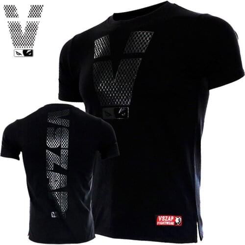 VSZAP fitness T-shirt short sleeve fighting man sport fight muscle running dog brother boxing MMA