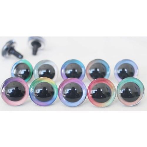 100pcs 9MM 12MM--35mm C10-- 3D LOVELY toy safety eyes 3D Rainbow doll eyes + washer for diy plush doll