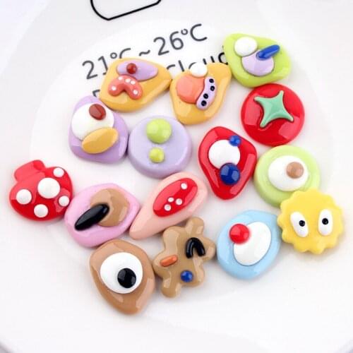 Kawaii Food Bread Biscuit Cookies Flatback Resin Cabochon Accessories Beading Material Phone Shell Photo Frame DIY 10pcs
