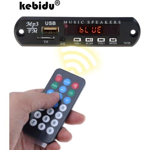 Kebidu Wireless Bluetooth Audio Module MP3 WMA Decoder Board USB TF FM Radio 5V 12V for Car Build in Car Speaker MP3 Player
