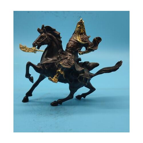 Chinese Brass Guan Gong Buddha Statue Guanyu General Lucky Xmas Gifts Good Luck