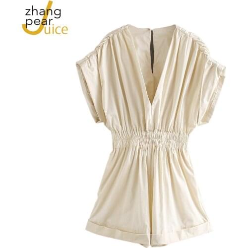 V Neck Short Sleeve Pants Jumpsuit Bodysuit Women Sexy Loose Jumpsuit Solid Elastic Female Casual Romper Body Tops