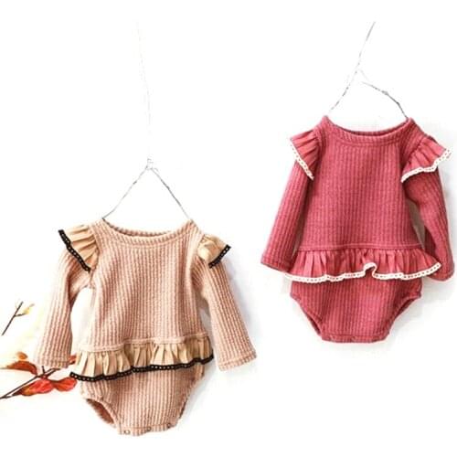 Baby Girls Rompers Long Sleeve Rompers Baby Princess Lace Triangle Jumpsuit Toddler Kids Autumn Winter Clothing