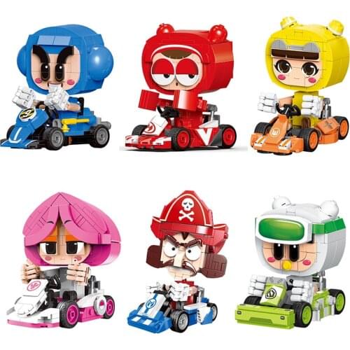 XB61001 Crazy Kartrider Assembled Building Block Model Team Racing Brickheadz Childrens Toys for Children Gifts