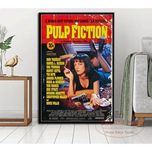 Pulp Fiction Classic Movie Quentin Tarantino Vintage Art Painting Funny Canvas Poster Wall Home Decor