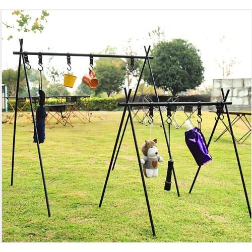 Lightweight outdoor Folding Camping Shelf Aluminum Alloy Clothes Storage Hanger Cookware Eequipment Hanging Rack Triangle Rack