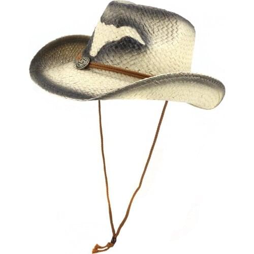 Fashion Jazz sun Hat summer Breathable Linen Top cap Outdoor Sun caps Curly Brim Straw Hats fedora men MZ24