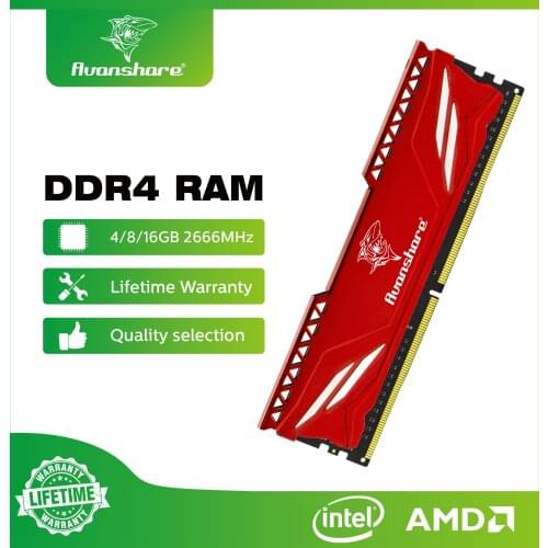 Avanshare Ram Memory DDR4 8gb 16gb PC Memory DDR4 2666Mhz 3200mhz 3600mhz RAM Memoria Module Computer Desktop DIMM Xmp for PC
