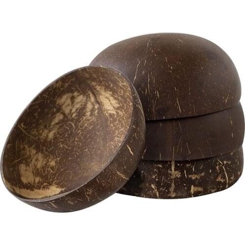 Natural Coconut Bowl Spoon set Fruit Salad Noodle Rice Bowl Wooden Creative Coconut Shell bowl Tableware restaurant kitchen