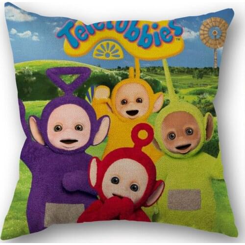 Teletubbies Pillowcase Cotton Linen Fabric Square Zippered Pillow Cover For Office Family Decoration 45X45cm Eco-Friendly 1210