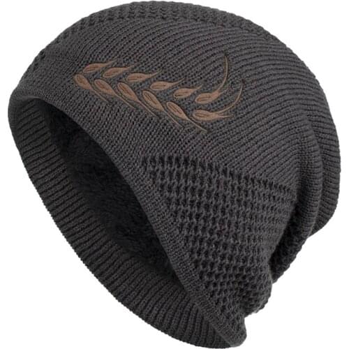 New Beanie Hat Men Plush Windproof Cycling Cap Casual Kintted Warm Print Male Woolen Hat Outdoor Hedging Riding Hat