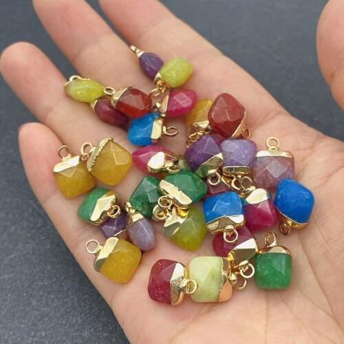 Wholesale Multi-color Diamond Shape Pendant Natural Stone for Jewelry Making DIY Handmade Accessories Beaded Decoration Fashion