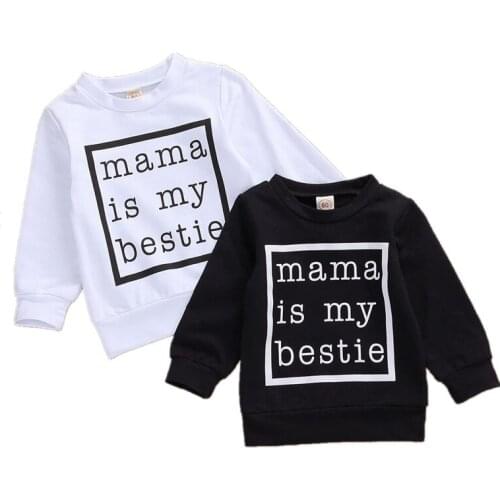 Boy Girls Autumn Sweatshirts Long Sleeve O neck Tops Winter Warm Outfits Mama is My Bestie Letter Print 0-24M