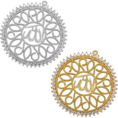 ZHUKOU NEW Gold silver color Round Simple Pendant for women DIY Handmade Necklace Jewelry Accessories Supplies Wholesale VD991